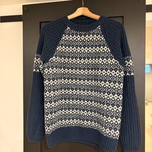 Duluth Trading Co. Women’s Navy and Cream Wool Patterned Sweater - S - NWT